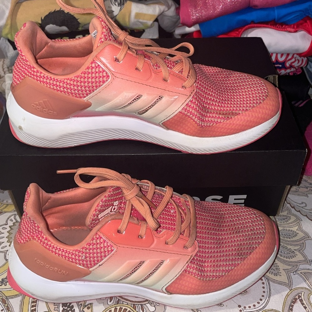 Adidas Rapidarun Cloudfoam size 2 sneakers, peachy pink color, used